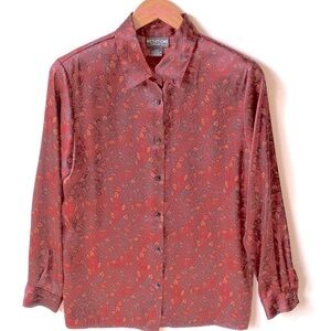 Vintage Notations Long sleeve paisley button down front Blouse, Size M